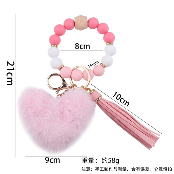 oly-c2ec8dbc1e826ec63ca7ff8262a43cea Wholesale European Style Silicone Beaded Wrist Keychain with Leather Tassel Chic Boutique Key Ring Accessory for Daily Use or Gifts