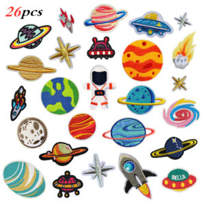 oly-c2f569fd49f34cc0fba4ef72d13300d9 Wholesale Stylish Space Planet Astronaut Embroidered Patches for Clothing Decor DIY Trendy Gift