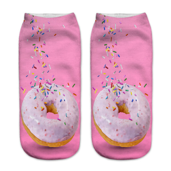 oly-c3155acc2fa88bbc879adf0cf9d1f86b Wholesale 3D Donut Print Socks Fun Cartoon Design Casual Short Barrel Socks Great Gift for Men and Women
