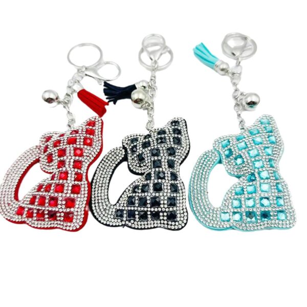 Wholesale Cat Rhinestone Keychain Fashion Bag Pendant Car Accessory Gift for Women