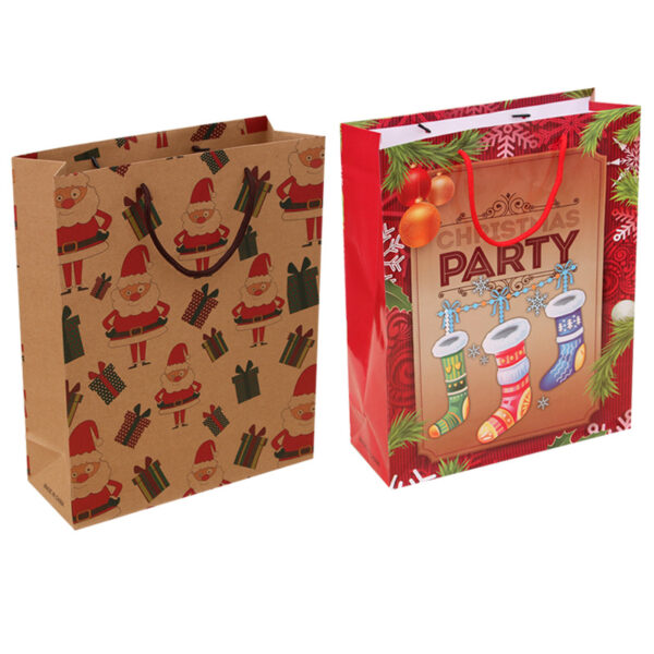 Wholesale Christmas Kraft Paper Gift Bags Medium Size Boutique Resale