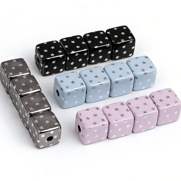 oly-c337f660d79349fc962798269cb862b1 Wholesale Star Polka Dot Square Acrylic Beads DIY Decorative Accessory for Phone Bag Keychain