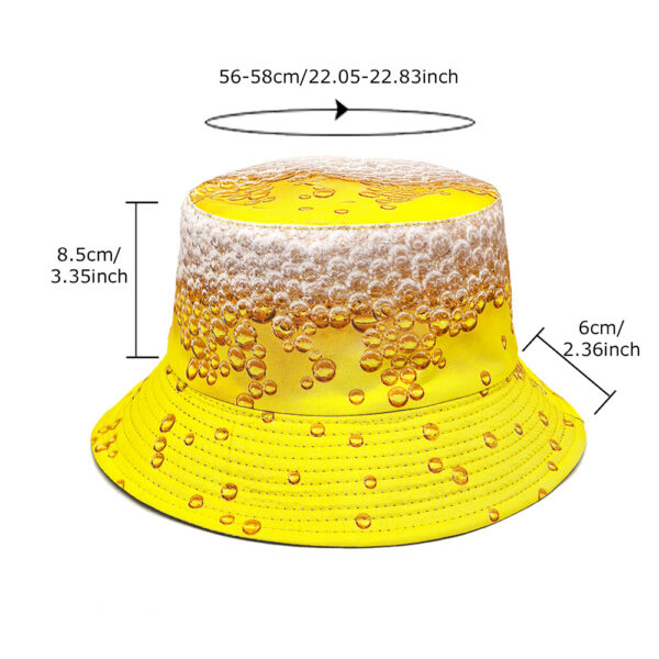 Wholesale Yellow Beer Print Bucket Hat Unisex Sun Protection Casual Outdoor Gift