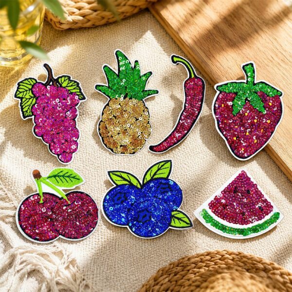 Wholesale Fruit Sequin Embroidery Patch Fashion Accessory for DIY and Gift