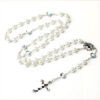 oly-c403faa563c262c5fbecfc090b91dc24 Wholesale White Glass Beaded Cross Rosary Necklace with Pattern Fashion Accessory Gift