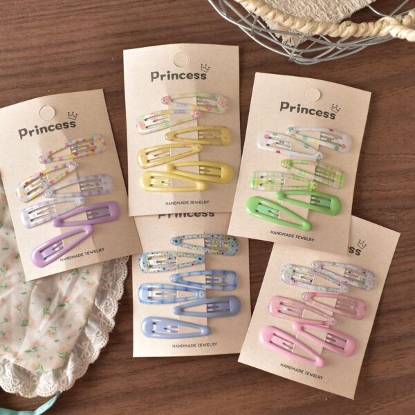 oly-c423cdc0cb2cd973f87d1815bca12a33 Wholesale 6pcs Cute Water Drop Plaid BB Hair Clips for Kids Metal Hair Accessory Spring Summer Gift