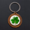 Wholesale Wood Four Leaf Clover Keychain Vintage Carved Pendant Unisex Gift