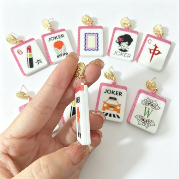 oly-c4402b6926c4e02b9d5ef3734ff1a66e Wholesale Acrylic Square Cartoon Earrings Funny Creative Design Fashion Jewelry Accessory for Women Gift