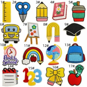 Cartoon learning cloth stickers set of 17 pieces