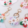 Wholesale Korean Style Crochet Flower Keychain Light Pink Plush Wrist Key Ring Fashion Accessory for Resale