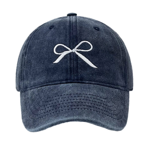 Wholesale Korean Designer Bow Embroidery Denim Baseball Cap Sun Protection Casual Wear
