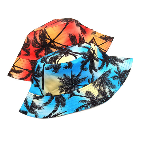 oly-c47926b05411e3d799ab1037ca4a9ef5 Wholesale Chic Orange Double Sided Fisherman Hat with Colorful Coconut Tree Print Unisex Sun Hat