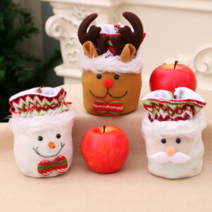 Wholesale Christmas Gift Bag Plush Drawstring Santa Design Decorative Accent for Holiday Party Favors Resale