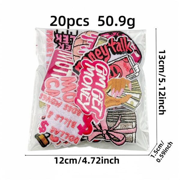 Wholesale 20-Piece Money Embroidery Patches - Decorative Accent for Bags, Clothing, DIY Crafts