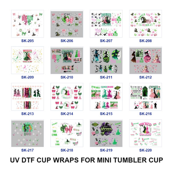 Wholesale 8pcs Mystical Sorceress Figure Bow Moon Bat Magic Motif Mini Cup Keychain Sticker OLY Exclusive