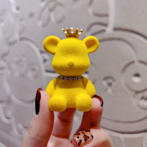 Flocked crown violent bear (single doll) - yellow