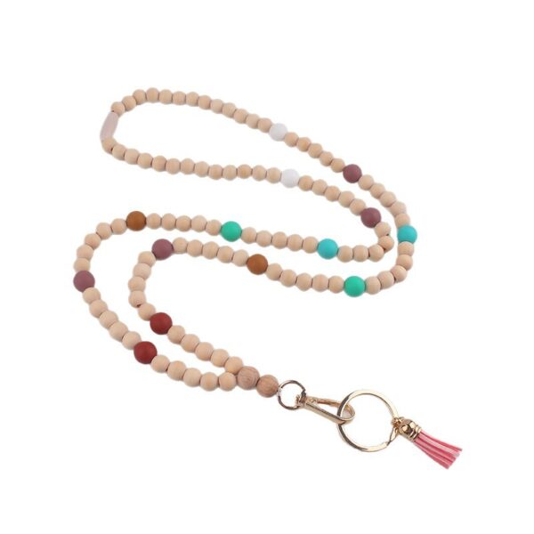 Wholesale Geometric Silicone Bead Lanyard Keychain ID Badge Holder Teacher Gift Car Key Accessory