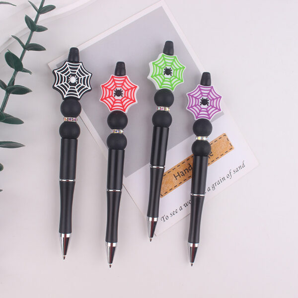 Wholesale Creative Handmade Spider Web Silicone Beaded Rotating Pen  Decorative Office Craft Supply