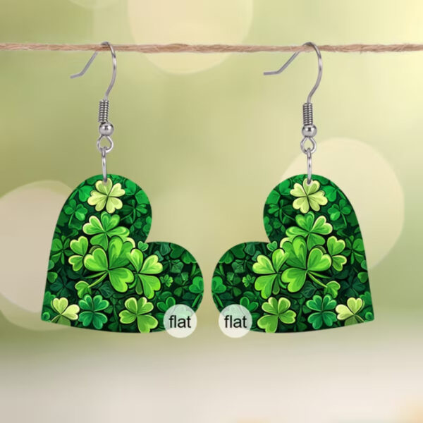oly-c52f8304993a38d4c6bf4a845f868921 Wholesale Acrylic St Patrick's Day Green Heart Clover Earrings Jewelry Accessory