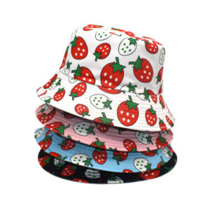 oly-c5346c3558f39a2478b43e0048c4dc2e Wholesale Strawberry Pattern Fisherman Hat Fashion Sunscreen Hat for Students Casual