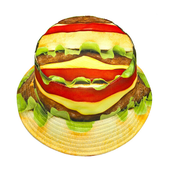 Wholesale Hamburger Pattern Fisherman Hat Double Sided Sunscreen for Resale