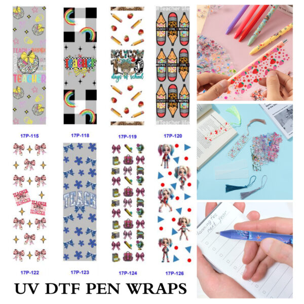 Wholesale 2/8/16 pcs UV DTF Stickers Butterfly Pen and Bookmark Stickers