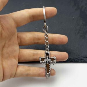 Glass cross keychain