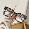 Wholesale Vintage White Leopard Print Square Rivet Glasses Frame Anti-Blue Light Fashion Eyewear for Men Women