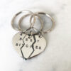 Wholesale Silver Alloy Broken Heart Pendant Keychain Set Couple Gift, Everyday Accessory