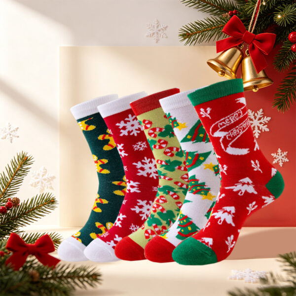 oly-c589dee908be3e025d1c1fa30c532118 Wholesale Stylish Christmas Socks for Women Cartoon Santa Reindeer Snowman Mid Calf Holiday Fashion Accessory