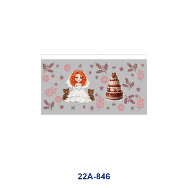 oly-c593dc79539d3f1dd86079e60a2aabae Wholesale 5pcs Fresh Soft Cartoon Bride Wedding Dress Daisy Horse Frog Snowflake Bear Cake Floral Mixed Decor Prints 16oz Cup UV DTF Wraps