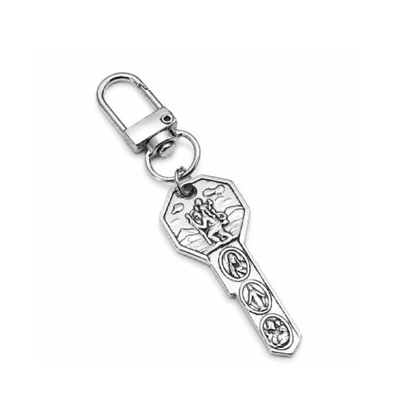 Wholesale Zinc Alloy Silver St. Christopher Key Pendant Car Keychain Accessory