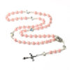oly-c5e8d5560361eb5b086643ff5ec10c9e Wholesale White Glass Beaded Cross Rosary Necklace with Pattern Fashion Accessory Gift