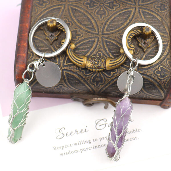 oly-c5f7a50a92a3100eb180449a84155f54 Wholesale Crystal Tree of Life Hexagonal Prism Keychain Pendant Fashion Gift for Bag Decor