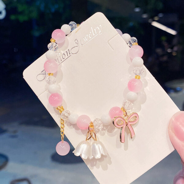 Wholesale Electroplated Glass Lily of the Valley Bow Bracelet Travel Souvenir Jewelry Gift