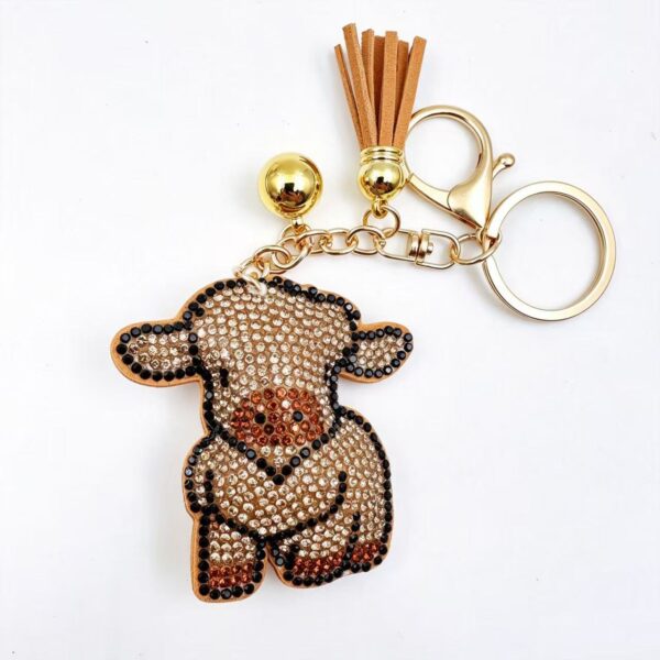 Wholesale Cartoon Highland Cow Rhinestone Keychain Fashion Decorative Accessory Gift for Resale