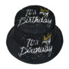 Wholesale Birthday Party Crown Pattern Bucket Hat Sun Protection Double Sided Unisex Hat for Everyday Wear