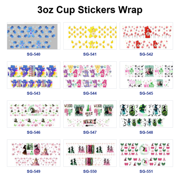 Wholesale 8pcs Whimsical Doodle Bear 3oz Tumbler Stickers Wrap OLY Exclusive