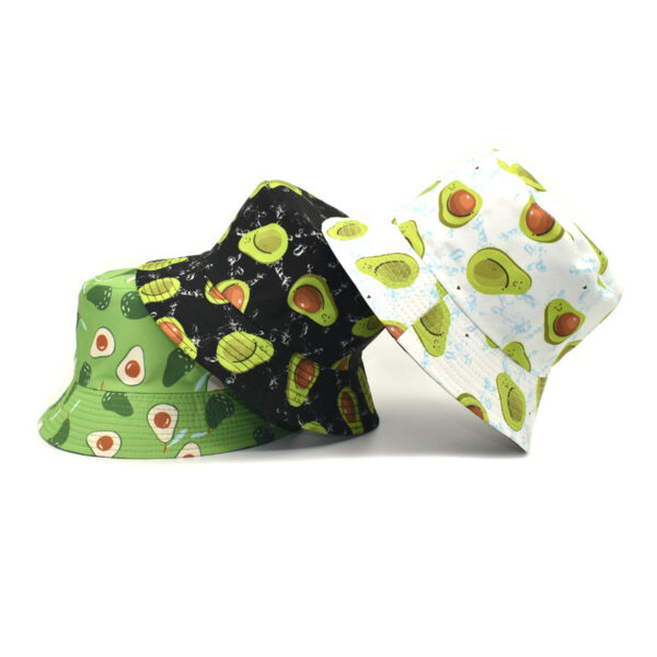 Wholesale Fashion Double Sided Digital Print Fisherman Hat Avocado Green Fruit Pattern Sun Protection Summer Hat for Travel Gift