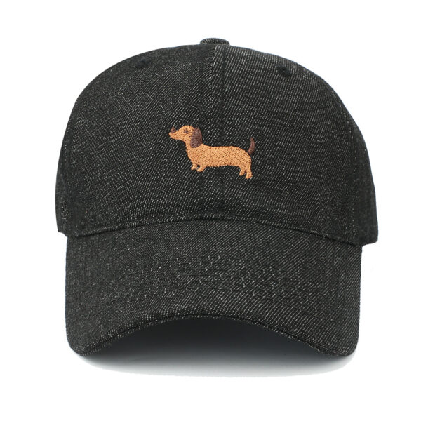 Wholesale Denim Dachshund Embroidery Baseball Cap Sun Protection Adjustable Casual Hat