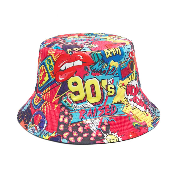 oly-c6861c125ebb22b69a21be12bddb6e14 Wholesale Retro 90s Cartoon Lips Bucket Hat Double Sided Sun Protection Fashion Gift