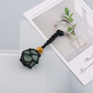 Black rope + green aventurine keychain