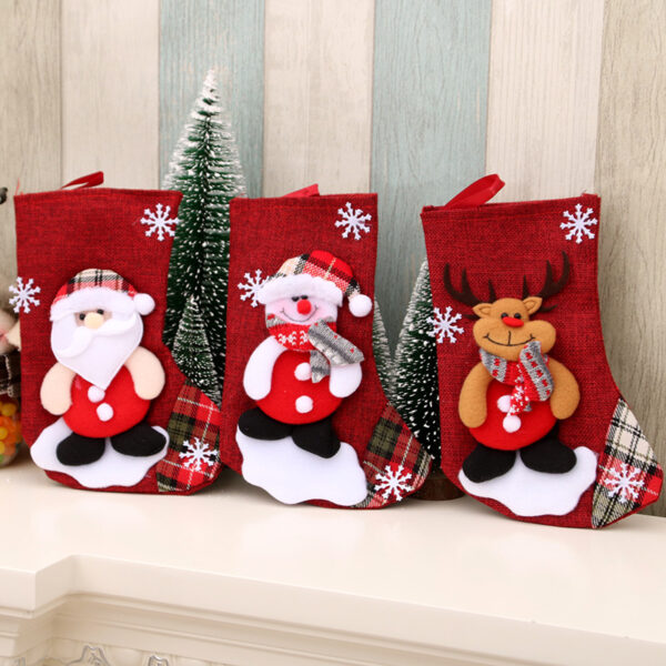 oly-c698f9cb0499892ad4270c041dd1e037 Wholesale Medium Linen Christmas Stocking with Santa Design Holiday Decoration Home Decor Gift