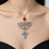 oly-c6a6ee2f75bb56ab1d836b0c5fef7fe9 Wholesale Trendy Gothic Style Hollow Butterfly Cross Pendant Necklace with Red Rhinestone Y2K Sweet Cool Choker Fashion Jewelry Accessory for Party Gift