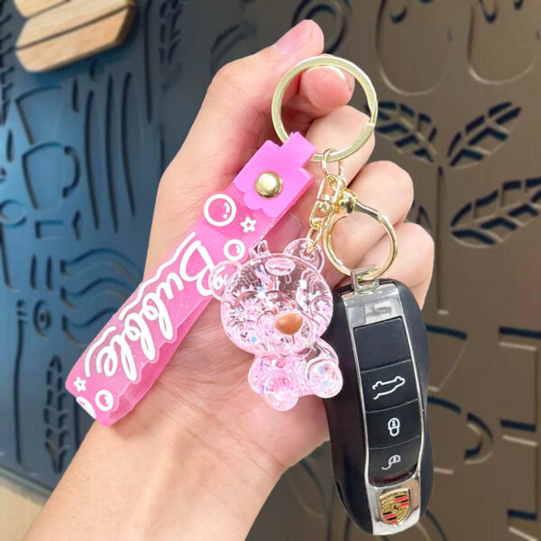Wholesale Red Luminous Acrylic Sitting Bear Keychain Bag Charm Car Key Accessory Gift
