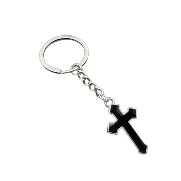 Wholesale Double Cross Keychain Black Cross Design for Bag Car Key Decorative Accessory