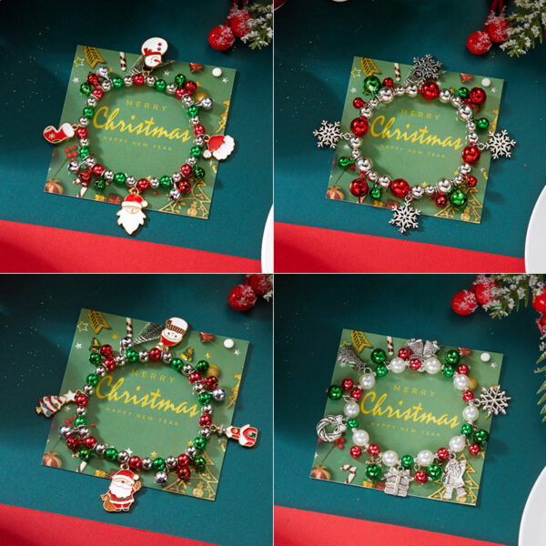 oly-c72feef5d0cc96fc0ec73ae798a225fb Wholesale Christmas Snowflake Cartoon Zinc Alloy Elastic Beaded Bracelet - Trendy Jewelry Accessory