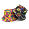 Wholesale Chic Geometric Diamond Pattern Graffiti Bucket Hat Trendy Sun Hat for Everyday Outdoors