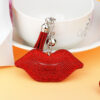 Wholesale Trendy Purple Lips Diamond Tassel Metal Keychain Bag Charm Resale Accessory