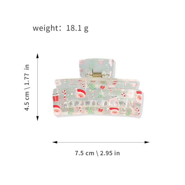 oly-c78c43b2817d5a09dc979a99335c9fd6 Wholesale Transparent Christmas Acrylic Shark Claw Hair Clip with Santa Print Trendy Fashion Accessory for Women Gift Boutique Resale